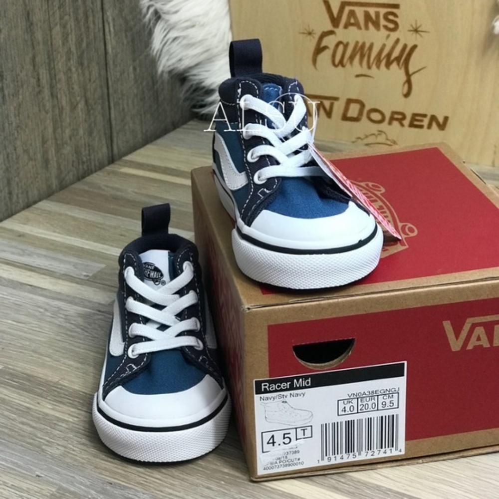 NWT VANS Racer Mid Navy Kid’s AUTHENTIC - Picture 3 of 6